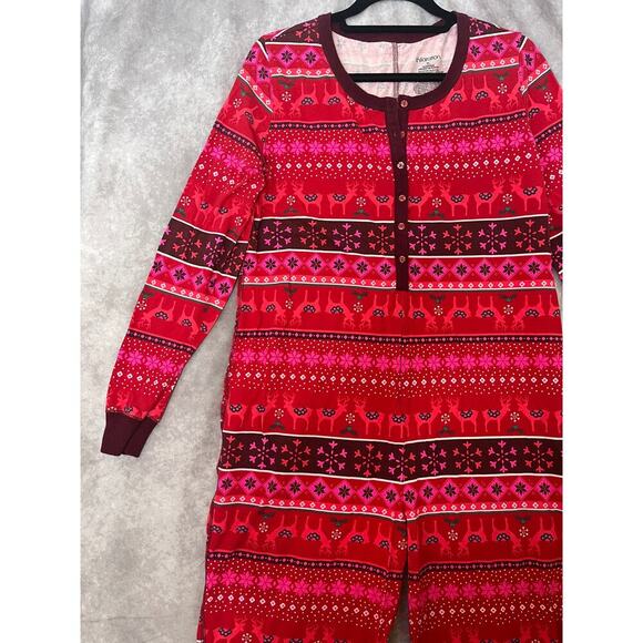 Xhilaration Christmas One Piece Pajamas Fair Isle Reindeer Cotton Y2K XL Target - Picture 4 of 9